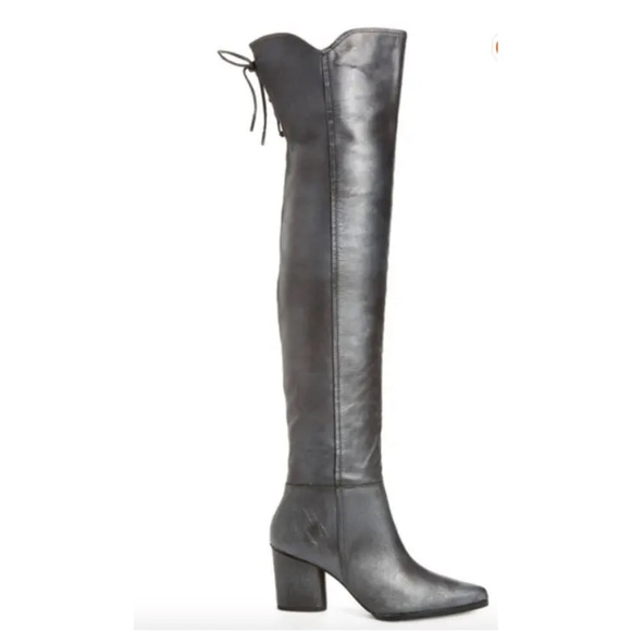 Donald Pliner Leore Pewter Leather Over-the-Knee Boot 6 NEW - Picture 2 of 6